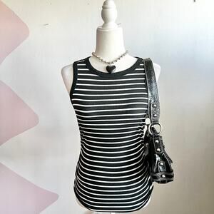 Black Striped Tank Top‎ Size Small Y2K Retro Indie Sleaze 2000s Grunge